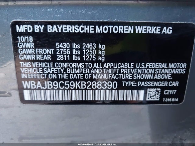 Продажа на аукционе авто 2019 Bmw M550i Xdrive, vin: WBAJB9C59KB288390, номер лота: 44052443