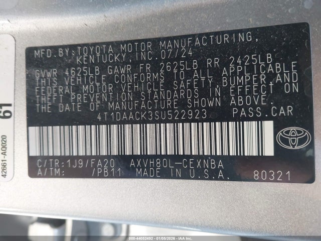 2025 TOYOTA CAMRY 4T1DAACK3SU522923 Photo 8