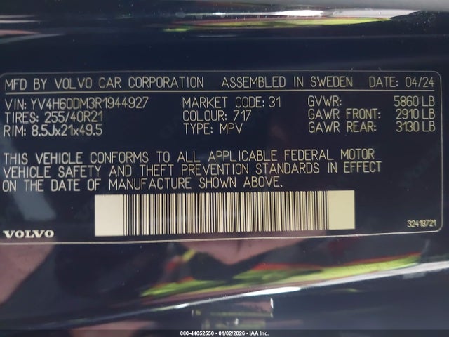 2024 VOLVO XC60 RECHARGE PLUG-IN HYBRID YV4H60DM3R1944927 Photo 8