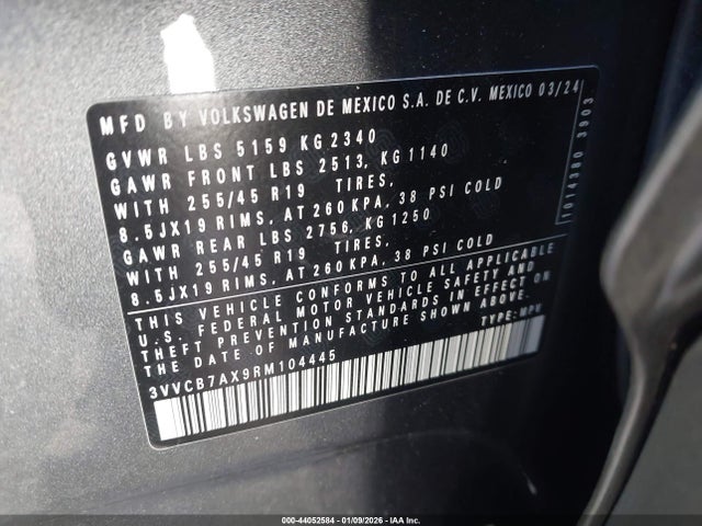 3VVCB7AX9RM104445 Volkswagen Tiguan 2.0t Se R-line Black