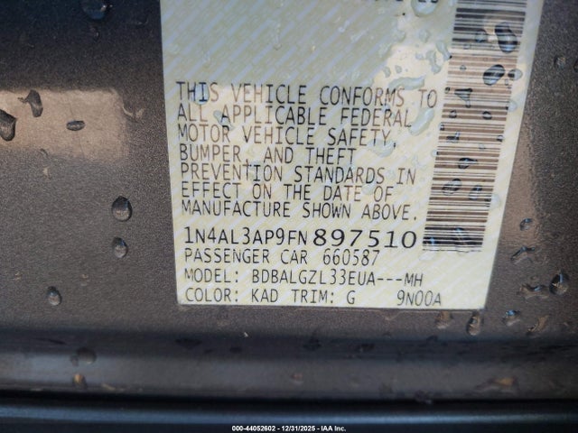 1N4AL3AP9FN897510 Nissan Altima 2.5 S