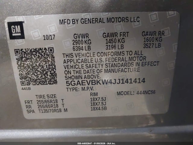 5GAEVBKW4JJ141414 Buick Enclave Premium