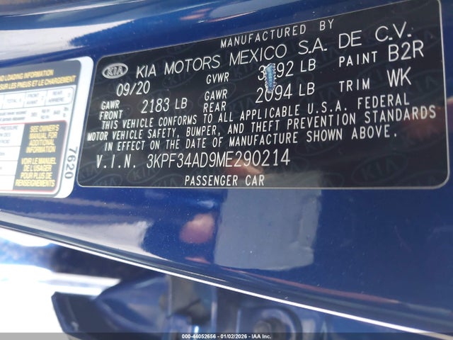 3KPF34AD9ME290214 KIA Forte Gt-line