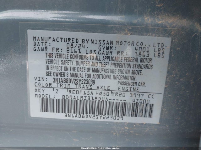3N1AB8DV2SY223039 Nissan SENTRA SR