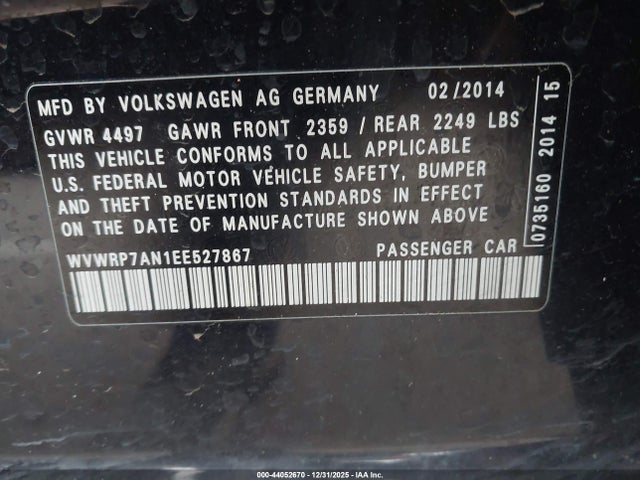 2014 VOLKSWAGEN CC WVWRP7AN1EE527867 Photo 8