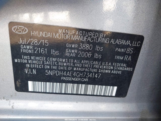 Hyundai ELANTRA SE 2016 5NPDH4AE4GH734147 Image 9