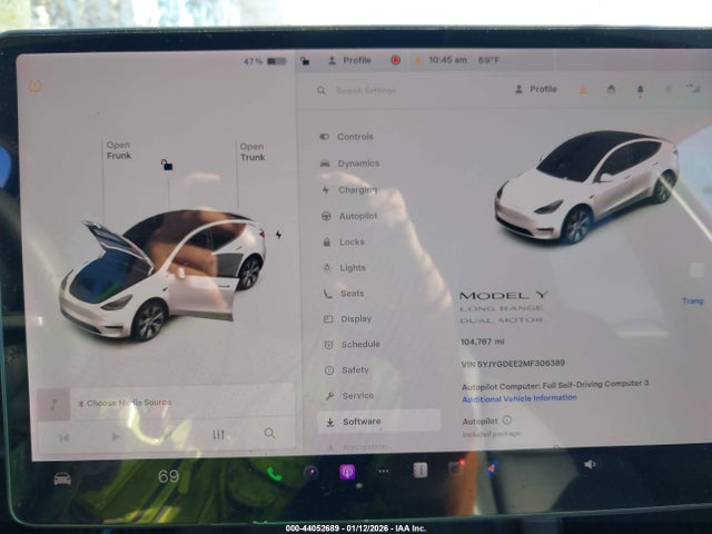 2021 Tesla Model Y Long Range Dual Motor All-wheel Drive მანქანა იყიდება აუქციონზე, vin: 5YJYGDEE2MF306389, აუქციონის ნომერი: 44052689
