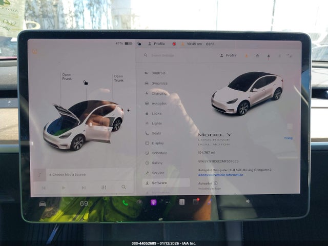 2021 Tesla Model Y Long Range Dual Motor All-wheel Drive მანქანა იყიდება აუქციონზე, vin: 5YJYGDEE2MF306389, აუქციონის ნომერი: 44052689