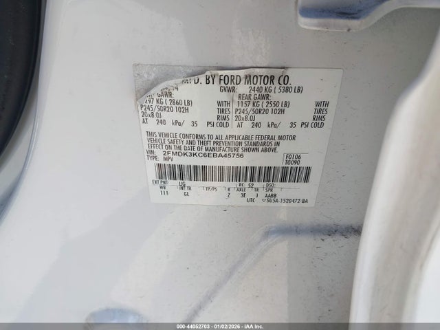 2FMDK3KC6EBA45756 Ford Edge Limited