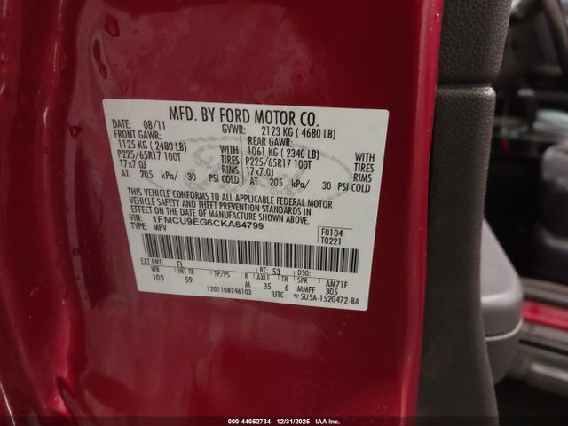 2012 FORD ESCAPE 1FMCU9EG6CKA64799 Photo 8