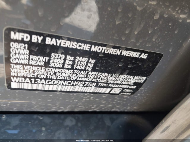 WBA13AG09NCH92758 BMW 530e