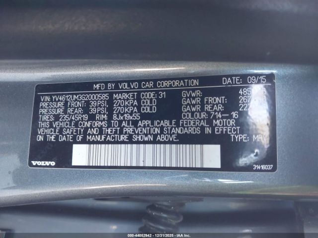 2016 VOLVO S60 CROSS COUNTRY YV4612UM3G2000585 Photo 8