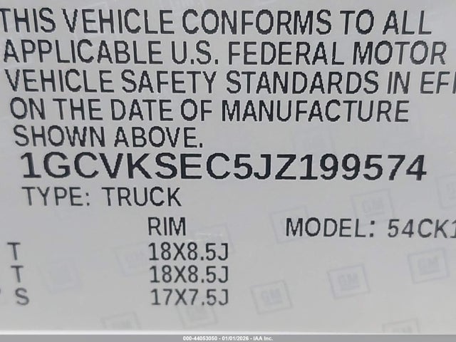 1GCVKSEC5JZ199574 Chevrolet Silverado 1500 1lz