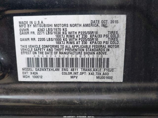 2015 MITSUBISHI OUTLANDER SPORT 4A4AP4AU2FE055398 Photo 8