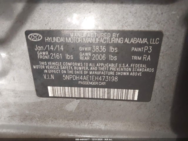 5NPDH4AE1EH473198 Hyundai ELANTRA SE