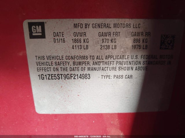 1G1ZE5ST9GF214983 Chevrolet MALIBU 1LT