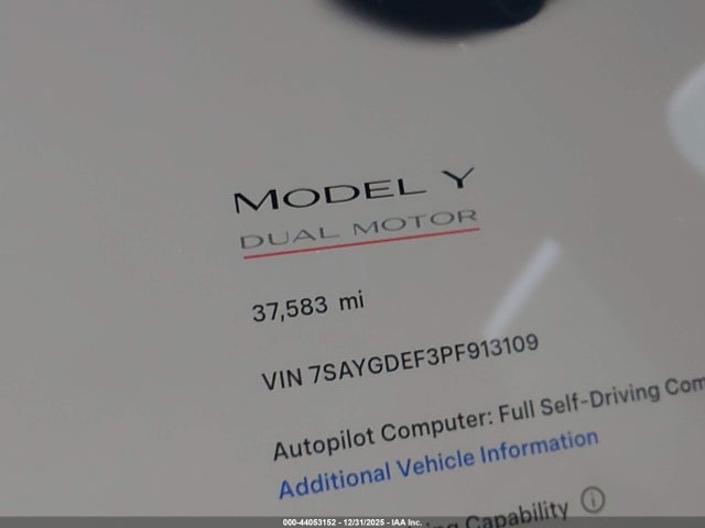 7SAYGDEF3PF913109 Tesla Model Y Performance Dual Motor All-wheel Drive