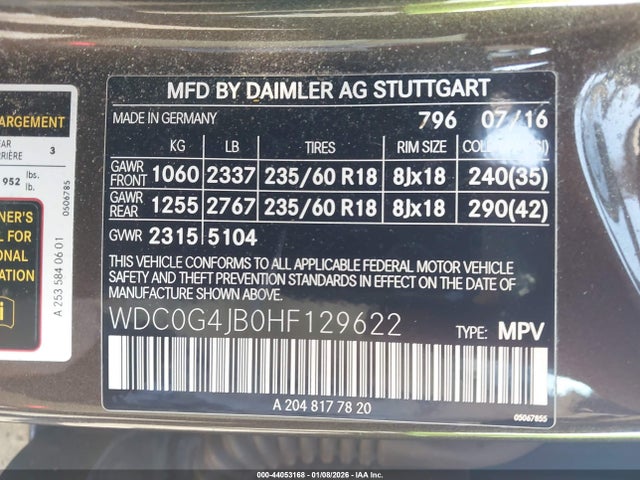 WDC0G4JB0HF129622 Mercedes-Benz GLC 300