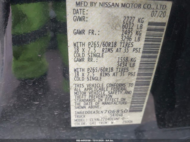 Nissan Frontier Sv 4x2 2020 1N6ED0EA3LN706850 Image 9