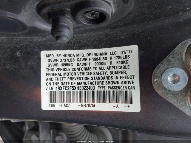 Honda Civic Lx 2017 19XFC2F5XHE022400 Image 9