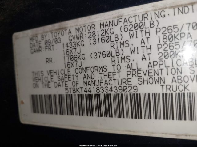 2003 TOYOTA TUNDRA 5TBKT44183S439029 Photo 8
