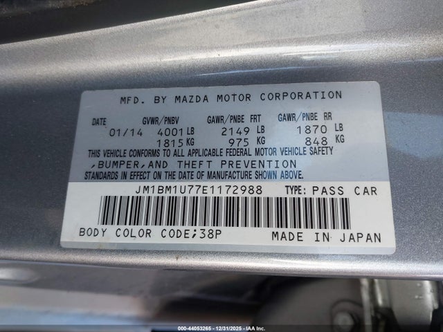 JM1BM1U77E1172988 Mazda Mazda3 I Sport