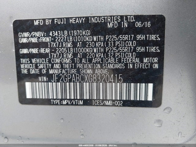 Subaru Crosstrek 2.0i Premium 2016 JF2GPABCXG8320415 Image 9