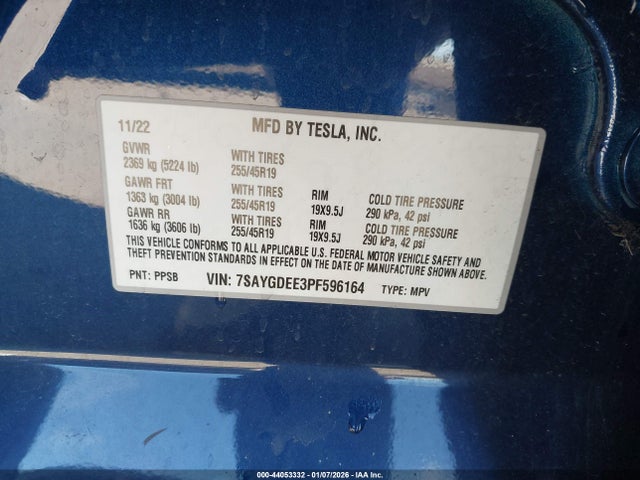 2023 TESLA MODEL Y 7SAYGDEE3PF596164 Photo 8