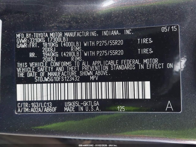 5TDJW5G10FS123432 Toyota Sequoia Limited 5.7l V8
