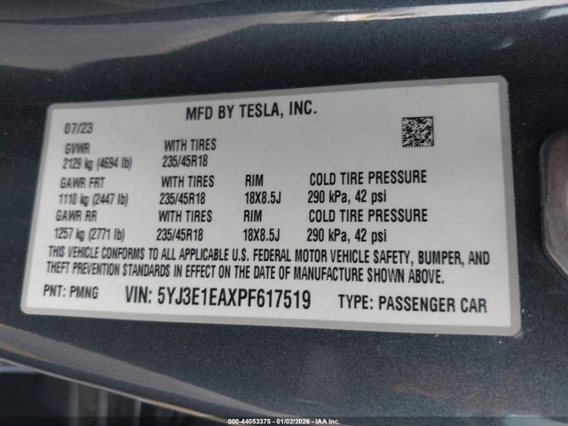 2023 TESLA MODEL 3 5YJ3E1EAXPF617519 Photo 8