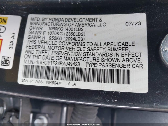 1HGCY1F24PA049423 Honda ACCORD LX
