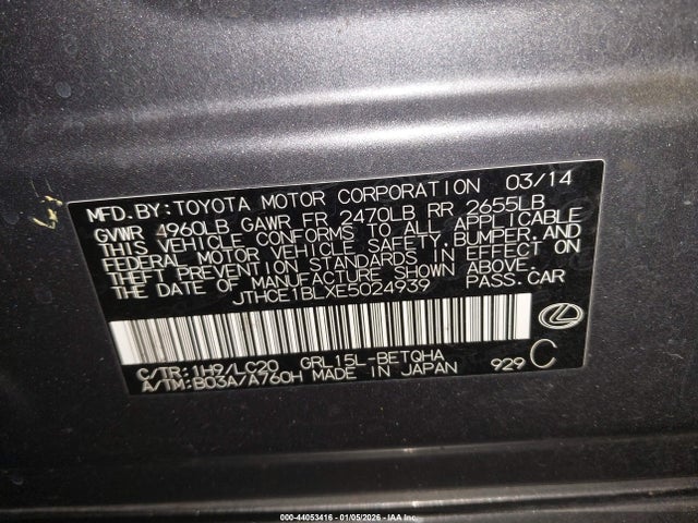 Продаж на аукціоні авто 2014 Lexus Gs 350, vin: JTHCE1BLXE5024939, номер лоту: 44053416