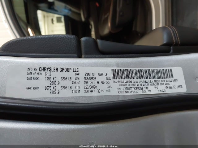 2011 Jeep Grand Cherokee Laredo მანქანა იყიდება აუქციონზე, vin: 1J4RR4GT1BC646258, აუქციონის ნომერი: 44053426
