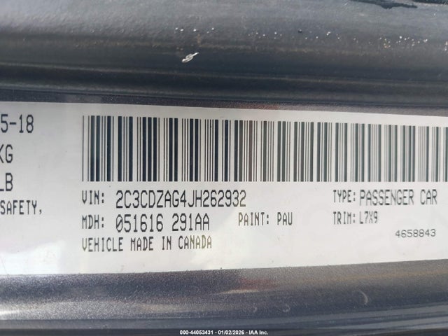 2C3CDZAG4JH262932 Dodge Challenger Sxt
