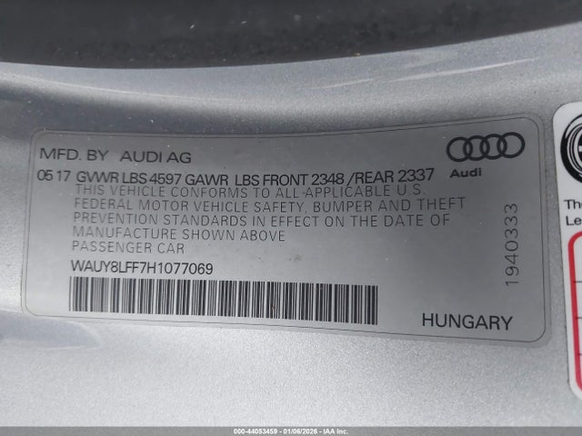 2017 AUDI A3 WAUY8LFF7H1077069 Photo 8