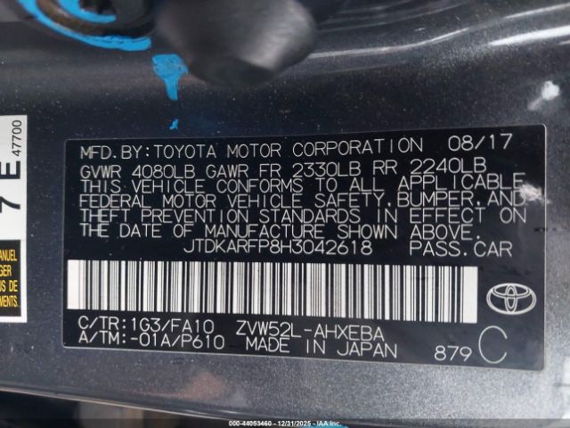 2017 TOYOTA PRIUS PRIME JTDKARFP8H3042618 Photo 8