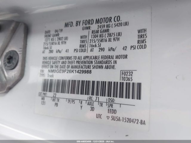 2019 FORD TRANSIT CONNECT NM0GE9F26K1429988 Photo 8
