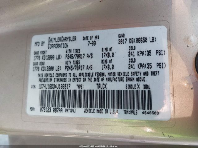 2004 DODGE RAM 1500 1D7HU18D34J106517 Photo 8