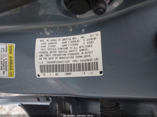 2010 Acura Tl 3.5 მანქანა იყიდება აუქციონზე, vin: 19UUA8F22AA011231, აუქციონის ნომერი: 44053594