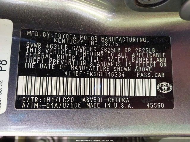 Toyota CAMRY XSE 2016 4T1BF1FK9GU116334 Image 9