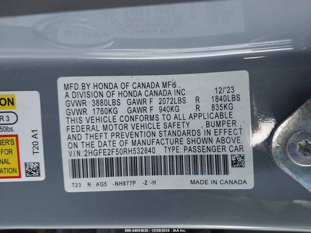 Honda Civic Sport 2024 2HGFE2F50RH532840 Image 9