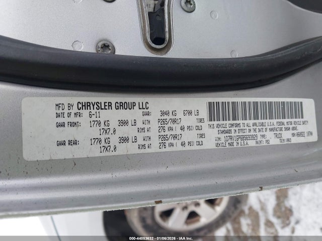 44053632 :رقم المزاد ، 1D7RV1GP6BS693929 vin ، 2011 Ram Ram 1500 Slt مزاد بيع
