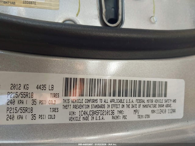 1C4NJCBA5FD210136 Jeep Compass Altitude Edition