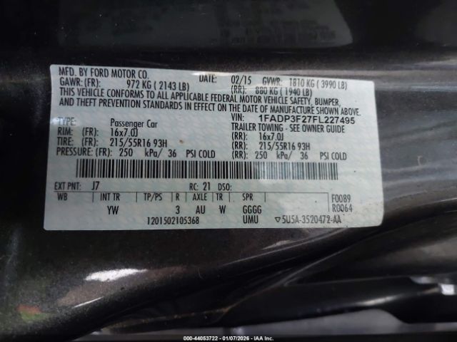 2015 FORD FOCUS 1FADP3F27FL227495 Photo 8