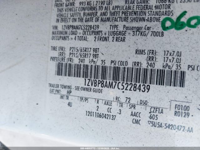 2012 FORD MUSTANG 1ZVBP8AM7C5228439 Photo 8