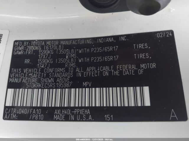 2024 TOYOTA SIENNA 5TDKRKEC5RS195987 Photo 8