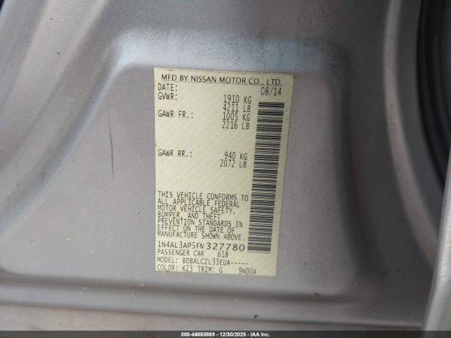 Продаж на аукціоні авто 2015 Nissan Altima 2.5/2.5 S/2.5 Sl/2.5 Sv, vin: 1N4AL3AP5FN327780, номер лоту: 44053881