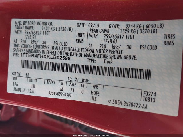 2019 FORD RANGER 1FTER4FHXKLB02598 Photo 8