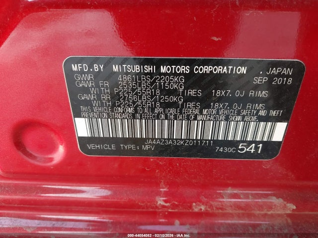 2019 MITSUBISHI OUTLANDER JA4AZ3A32KZ011711 Photo 8