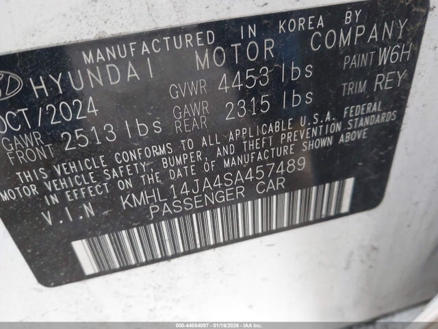 Aukcja sprzedaży 2025 Hyundai Sonata Sel Convenience, vin: KMHL14JA4SA457489, numer aukcji: 44054097